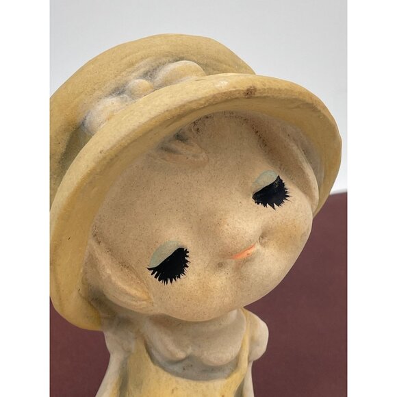 UCTCI Ceramic Girl Figurine In Yellow Dress & Hat With Sweet Smile - Picture 2 of 5